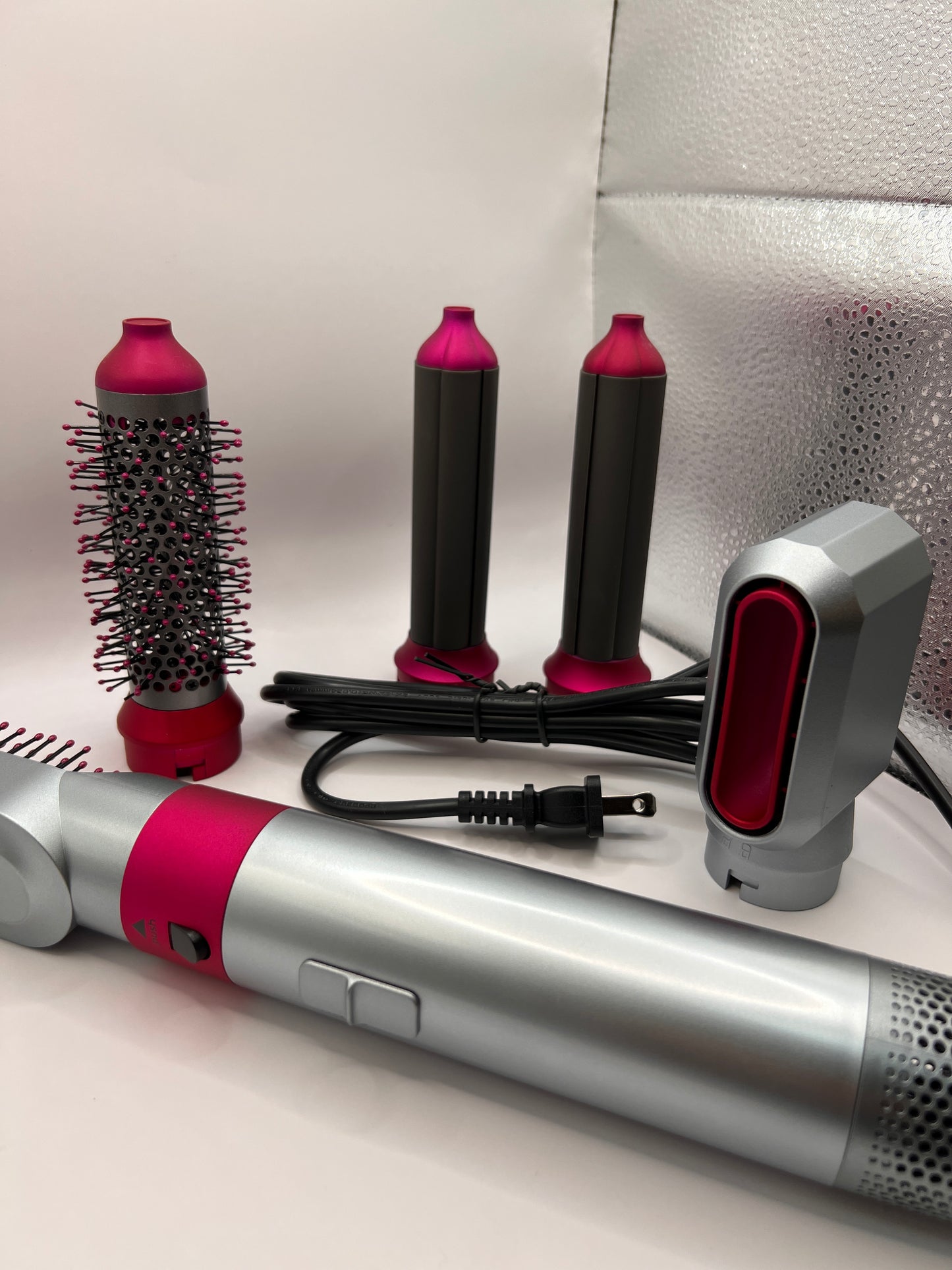 HairWrap dryer with brush, curler and dryer attachments